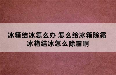 冰箱结冰怎么办 怎么给冰箱除霜 冰箱结冰怎么除霜啊